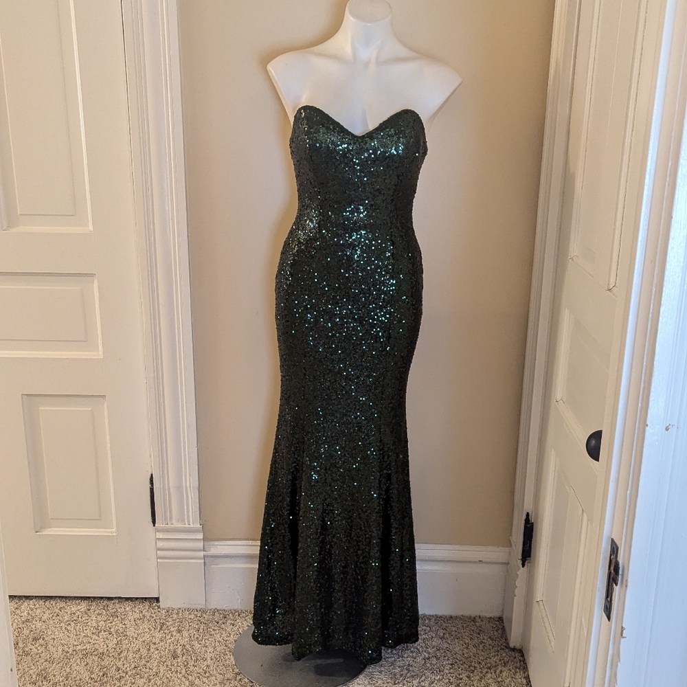 JK hunter green mermaid sequin dress size 4